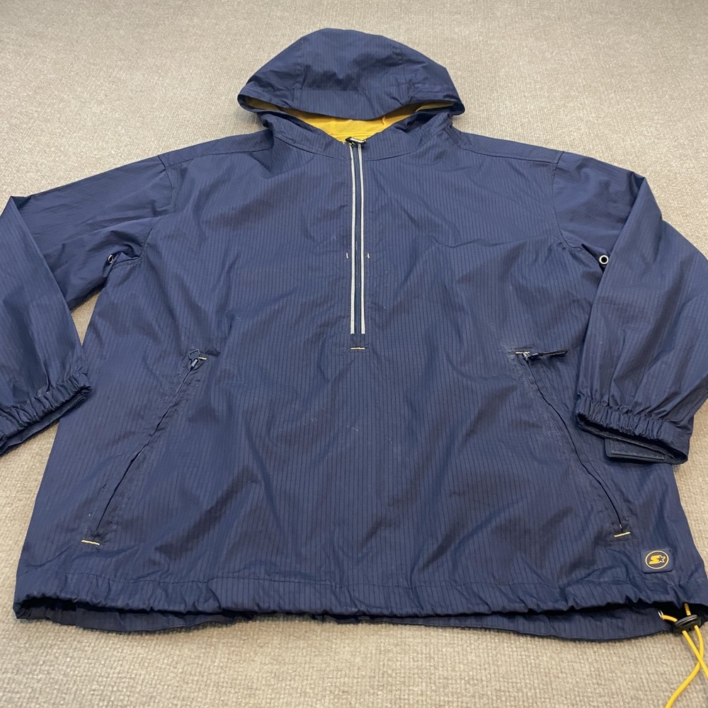 Vintage Starter Jacket Mens Large Blue Hooded 1/2 Zip Anorak Windbreaker Y2K